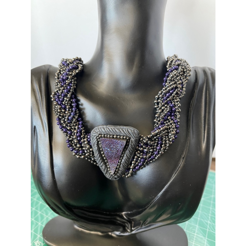 Vintage unique micki ravitz necklace choker Purple Black